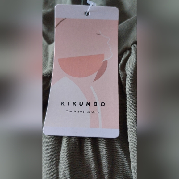 Kirundo Midi Dress Summer Sleeveless Ruffle High- Low Green Army - Picture 5 of 5